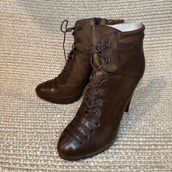 NWT Evado high heel leather lace up boots sz 39 - Picture 2 of 13
